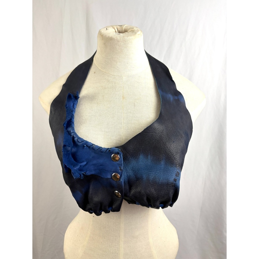 OOAK Leather Halter Top Unfinished Sculptural Avant Garde Artwear